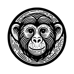 monkey engraved logo icon design illustration