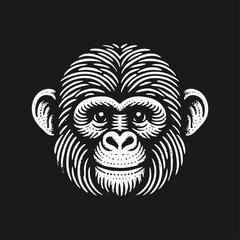 Obraz premium monkey engraved logo icon design illustration