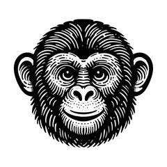 monkey engraved logo icon design illustration