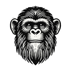 Obraz premium monkey engraved logo icon design illustration
