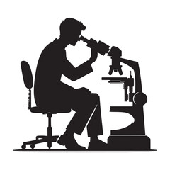 Plant Geneticist Biologist silhouette, improving crop resilience - Biologist illustration - Minimalist Biologist vector - Profession silhouette
