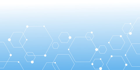 Science network pattern blue Hexagonal abstract background. Big Data Visualization structure elements . Health care and science medical pattern innovation. Template design with concept Dots and lines.