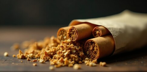 Herbal tobacco sticks wrapped in natural fibers, fiber wrap, smokeless tobacco, plant-based