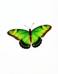 Obraz premium Green butterfly on white background