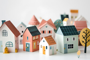 カラフルな可愛い街並み（ペーパークラフト）-1