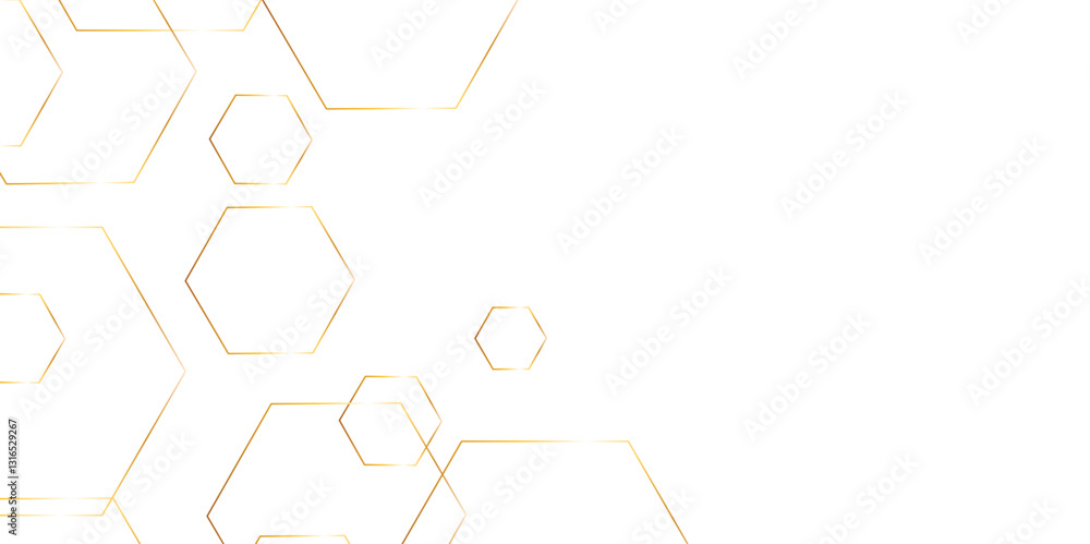 Aufkleber Abstract background golden hexagon stock line background. abstract artistic of geometric background Gold gradient abstract seamless vector pattern. Minimal style website banner, decoration Vector.	
