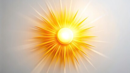 Obraz premium High-Angle Sun Glow Overview on White Background with Bold Contrast and Copy Space for Design Elements