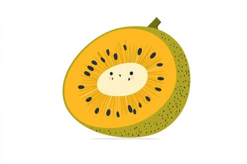Fototapeta premium A minimalist vector-style kiwi illustration, isolated on white.