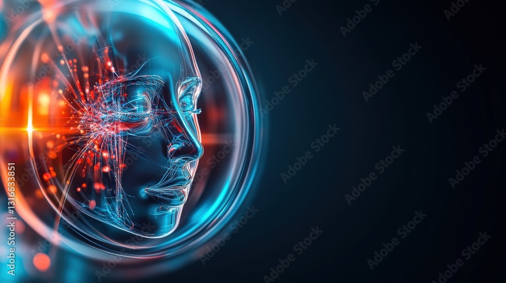 Poster exploring ai evolution digital realm futuristic art abstract landscape close-up view human-machine i