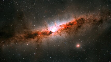 Stunning Spiral Galaxy with Colorful Nebula Cloud and Distant Stars Illuminating the Deep Space in Cosmic Universe