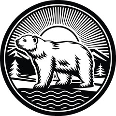 Naklejka premium a vector silhouette image of a polar bear icon (29).eps