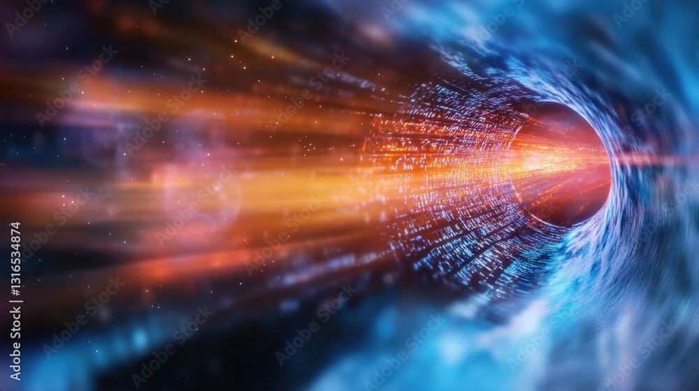 Poster exploring the cosmic vortex a journey through space and time in a digital universe
