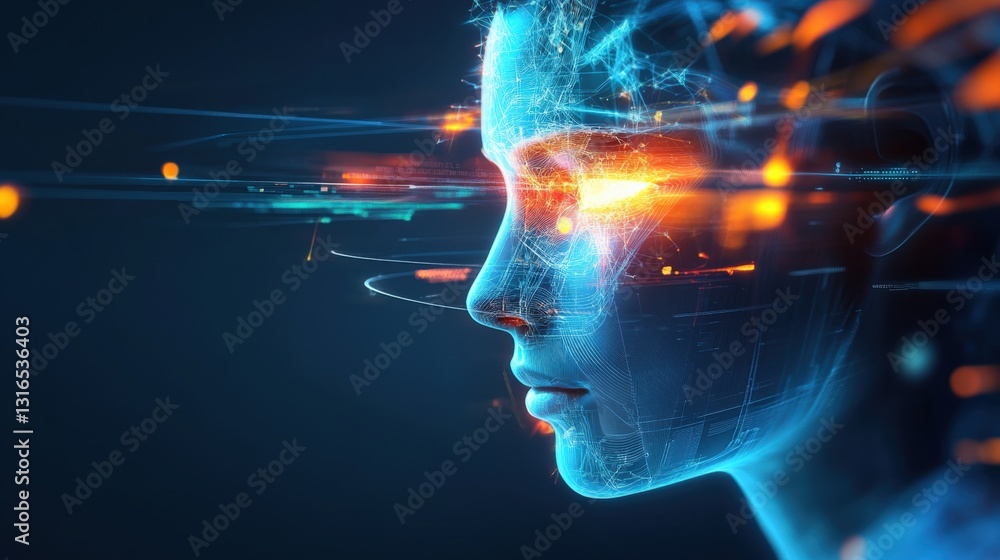 Poster innovative technology and ai integration digital realm futuristic art cyber environment close-up vie