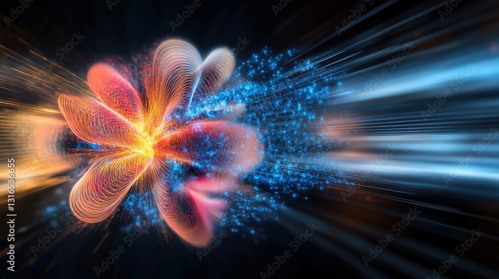 Poster dynamic energy burst abstract space digital art futuristic environment close-up view concept of inno
