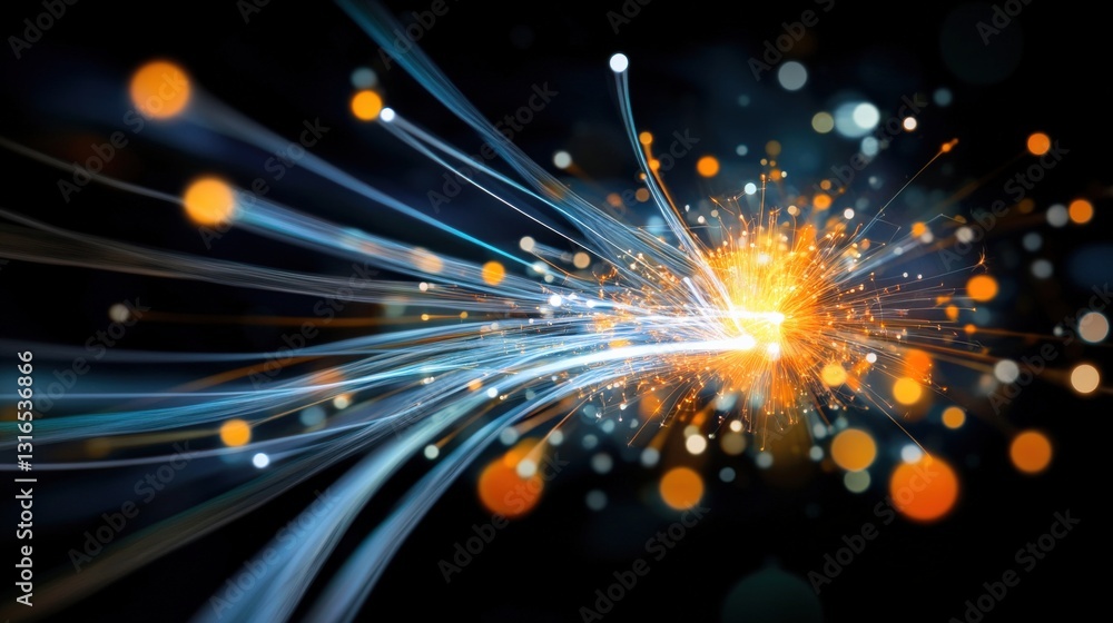 Poster dynamic energy burst abstract space digital art vibrant atmosphere close-up conceptual visualization