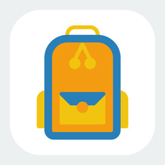 school bag icon in flat color style