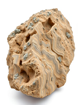 Hornfels metamorphic rock specimen isolated on white background low angle view