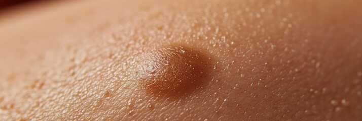 Fototapeta premium A close-up image of human skin with an emphasis on the pore texture and imperfections such as brown spots, fine lines, wrinkles, and blemishes.