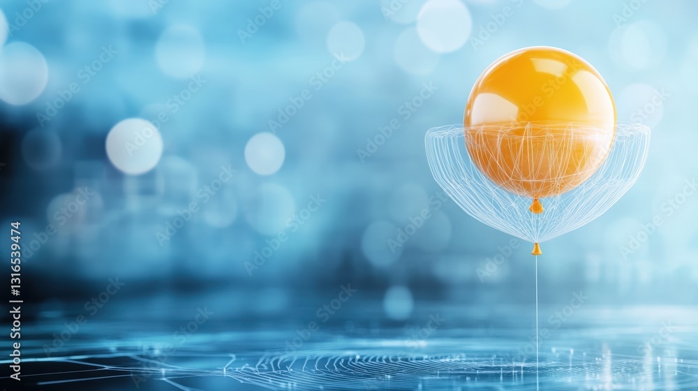 Poster innovative technology concept digital sphere with fluid dynamics virtual environment abstract viewpo
