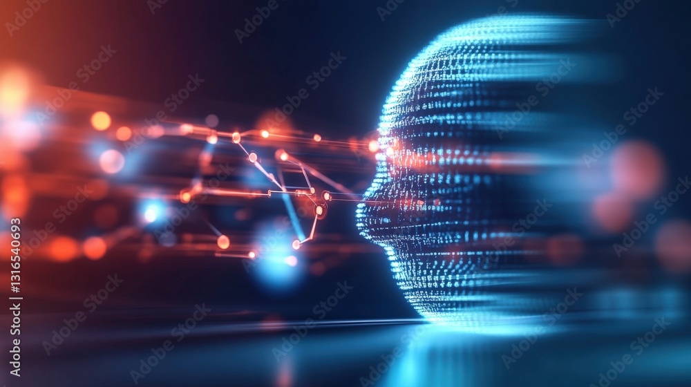 Poster dynamic digital network design virtual space abstract art futuristic environment close-up view techn