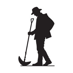 Fototapeta premium Passionate Archaeologist silhouette, devoted to unearthing history - Archaeologist illustration - Minimalist Archaeologist vector - Profession silhouette 