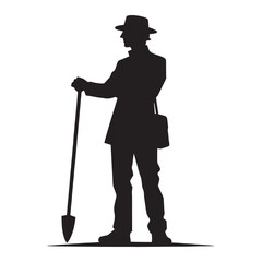 Fearless Archaeologist silhouette, venturing into forgotten worlds - Archaeologist illustration - Minimalist Archaeologist vector - Profession silhouette
