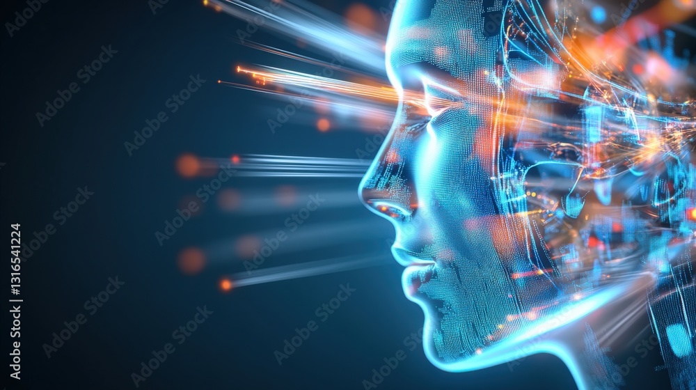 Poster exploring the future of artificial intelligence virtual reality lab digital art urban environment si