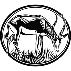 a vector silhouette image of a springbok eating (1).eps