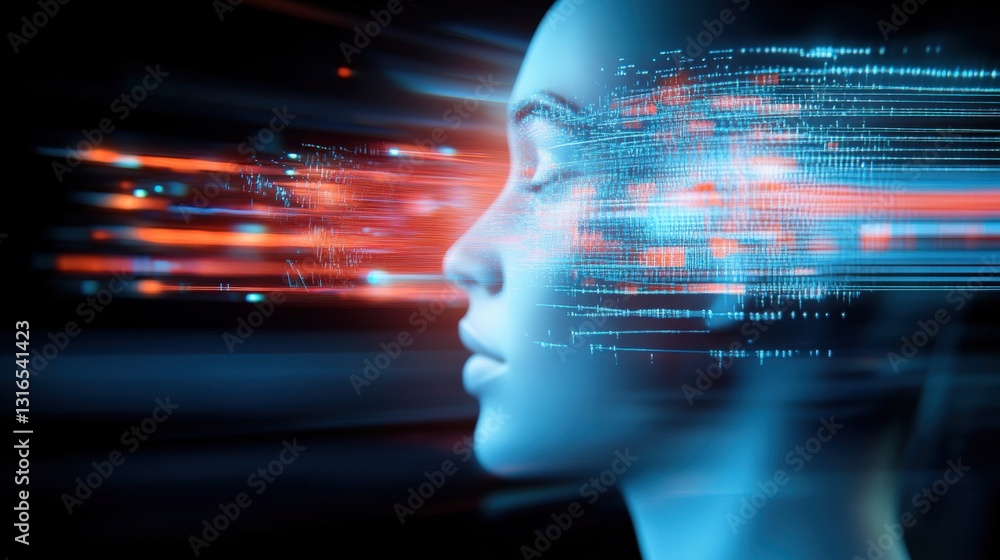 Aufkleber digital transformation of human perception futuristic setting visual art abstract design close-up vi