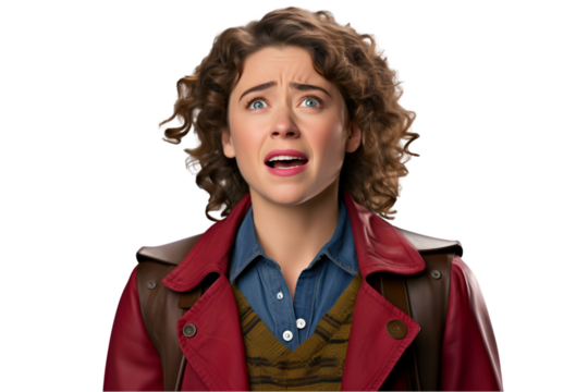 Woman Crying but Smiling – Emotional Yet Uplifting Isolated on Transparent Background