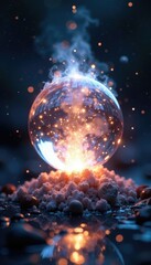 Shimmering silver aura surrounding a glowing object, otherworldly, energetic, silver white