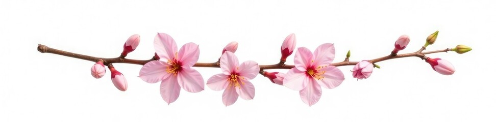 Obraz premium Single isolated branch with flowers on white background, flower, delicate