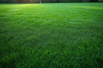 A serene top-down view of lush, freshly cut green grass, ideal for outdoor event promotions, garden design, or lawn care services. Perfect for spring themes.