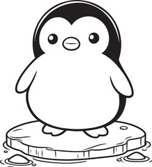 Fototapeta premium Penguin Standing on Ice Coloring Page – Printable for Kids & Adults