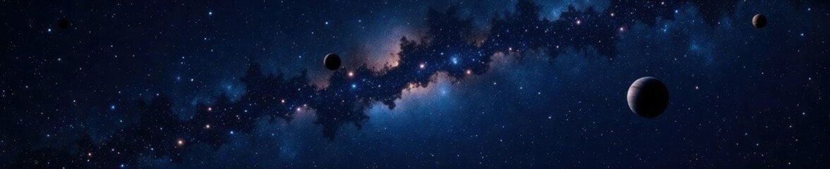 Obraz premium Starry night sky with stars and planets isolated on black background, cosmos, space