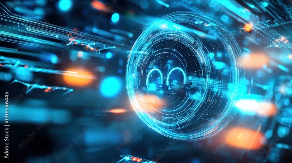 Poster dynamic digital transformation virtual space abstract art futuristic environment close-up view techn