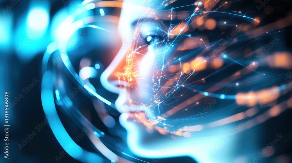 Poster futuristic human interaction digital realm digital art cybernetic environment close-up perspective a