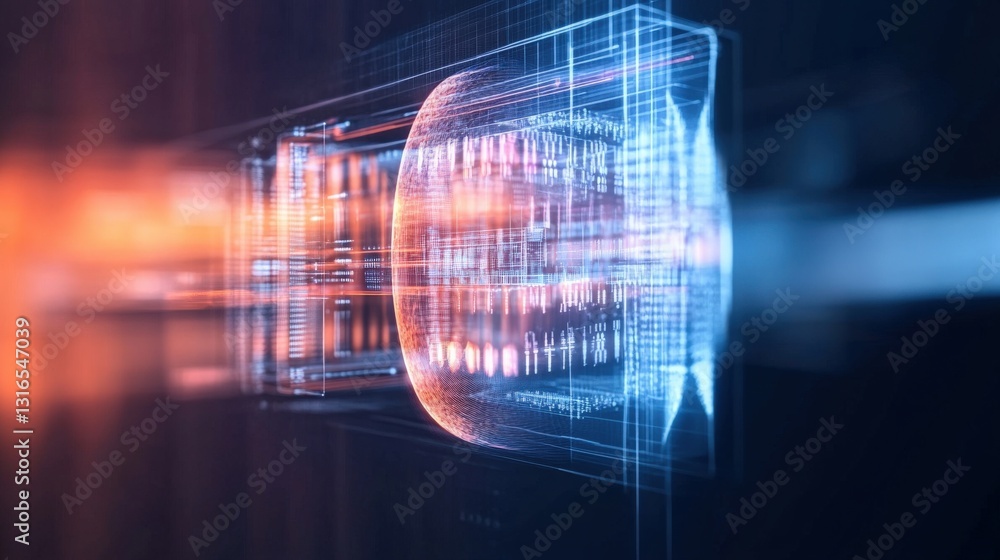Poster high-tech laser beam exploration digital realm abstract visuals futuristic environment macro view in