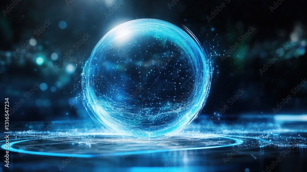 Poster dynamic energy sphere digital realm abstract art futuristic environment close-up view conceptual des
