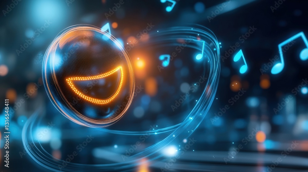 Poster dynamic music visualization abstract digital space graphic art futuristic environment close-up view 