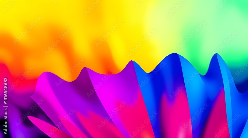 Poster vibrant color wave: a mesmerizing display of vivid hues and fluid forms, where dynamic colors conver