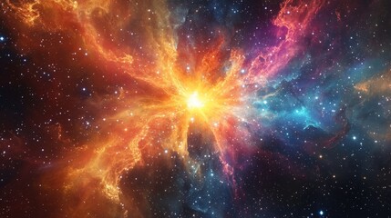 Digital Landscape Featuring a Central Glowing Blue Sphere, Connected by Intricate Lines and Patterns, Surrounded by a Sci-Fi Aesthetic of Pink and Purple Lights.