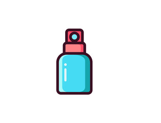 A Refreshing Blue Spray Bottle Promises A Clean And Invigorating Feeling, Perfect For A Summer Day With A Simple Bold Outline And Flat Color Design