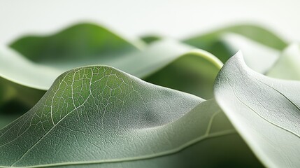 Undulating eucalyptus leaves create soft green abstract background