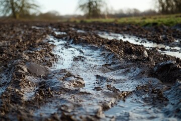 Obraz premium Dirt road with vehicle tracks