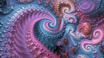 Complex fractal swirls and elegant spirals displayed in gorgeous colors