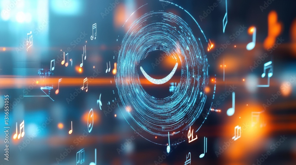 Poster dynamic music visualization digital realm graphic art futuristic environment abstract viewpoint conc
