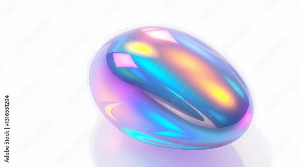 Poster abstract egg design: iridescent egg in a vibrant, smooth color scheme with colorful reflections