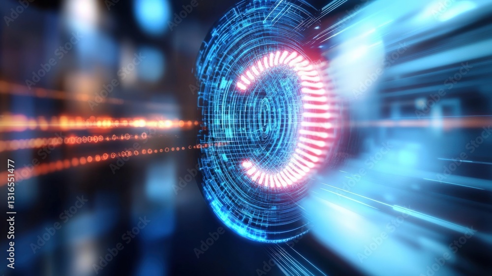Poster dynamic technology visualization digital space abstract art futuristic environment close-up view inn