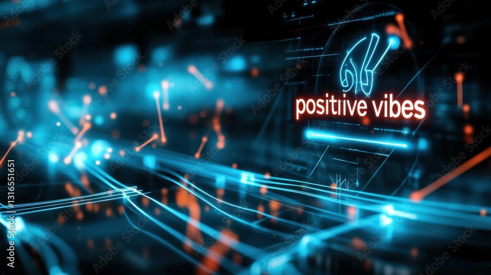 Aufkleber positive vibes in digital art virtual space graphic design futuristic environment abstract view upli
